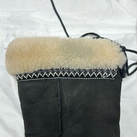 UGG Black Mid Calf Ultimate Cuff Tie Suede Mid-Calf Boots. Size 8. - Picture 7 of 13